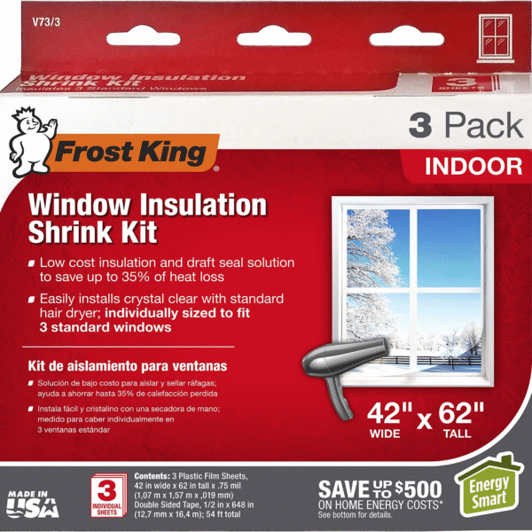 Frost King V73/3H Shrink Window Kit, Indoor, 42 x 62 in, 3 pack