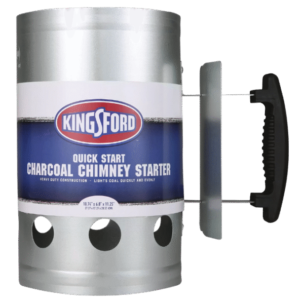 KINGSFORD Heavy Duty Deluxe Charcoal Chimney Starter | BBQ Chimney Starter for Charcoal Grill and Barbecues, Compact Easy to Use Chimney Starters and BBQ Grill Tools, Silver