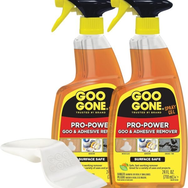 Goo Gone Pro-Power Spray Gel Adhesive Remover - Surface Safe, Great Cleaner, No Harsh Odors, Removes Stickers, Can Be Used On Tools, 24 Ounce, 2 Pack with Scraper Tool